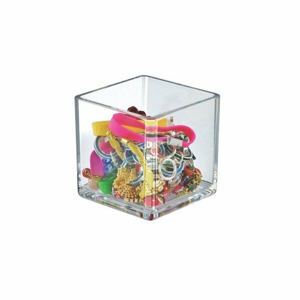 Azar Displays 4'' Deluxe Clear Acrylic Square Cube Bin for Counter, 2PK 556304-GS-2PK